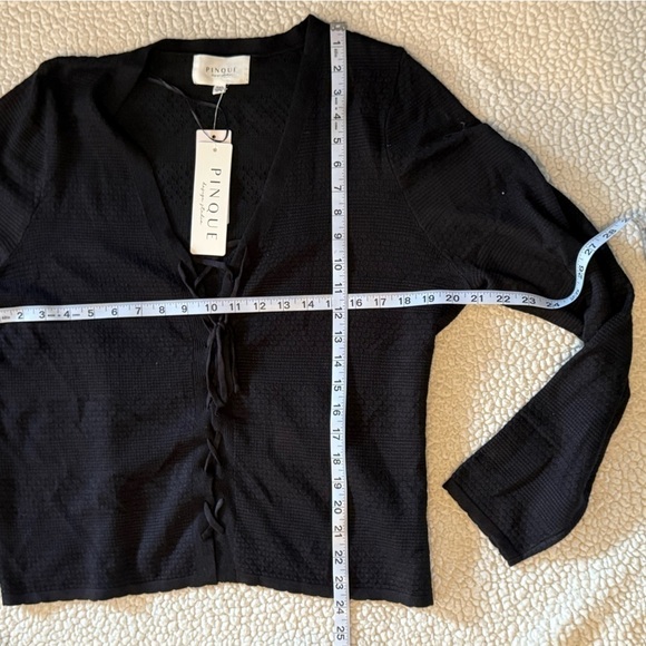 Pinque Black Lace Front Sweater XXL Plus Size Textured Knit Long Sleeve NWT - Picture 12 of 16